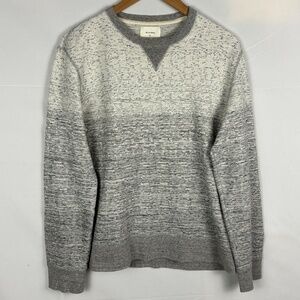 Billy Reid Men Cotton Sweater Sz M Gray Striped Knit Pullover Preppy Classic